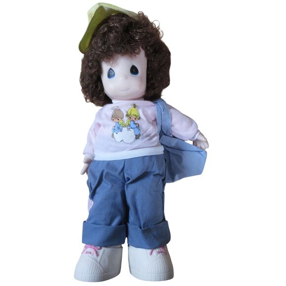 Precious Moments 16" Doll - Blue Shopping Bag - Yellow Visor - Picture 1 of 9